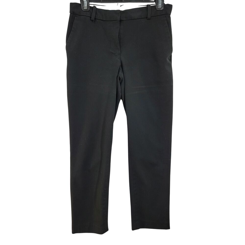 Black Trouser Pants Front & Back Pockets Belted Waist Women's Size US 4